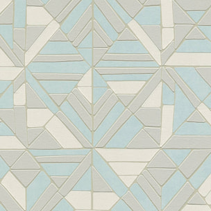 Papier peint à mosaïque géométrique - Gris Bleu