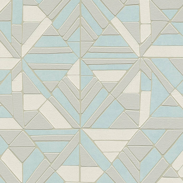 Papier peint à mosaïque géométrique - Gris Bleu