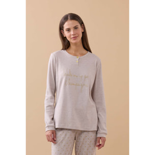 Pigiama donna champ in caldo cotone con collo due bottoni Noidinotte