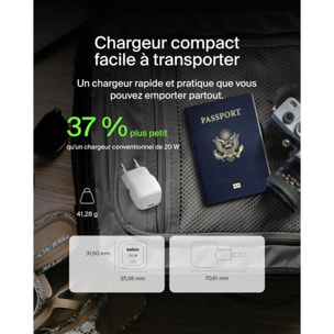 Chargeur BELKIN 20W USB-C PPS BLANC