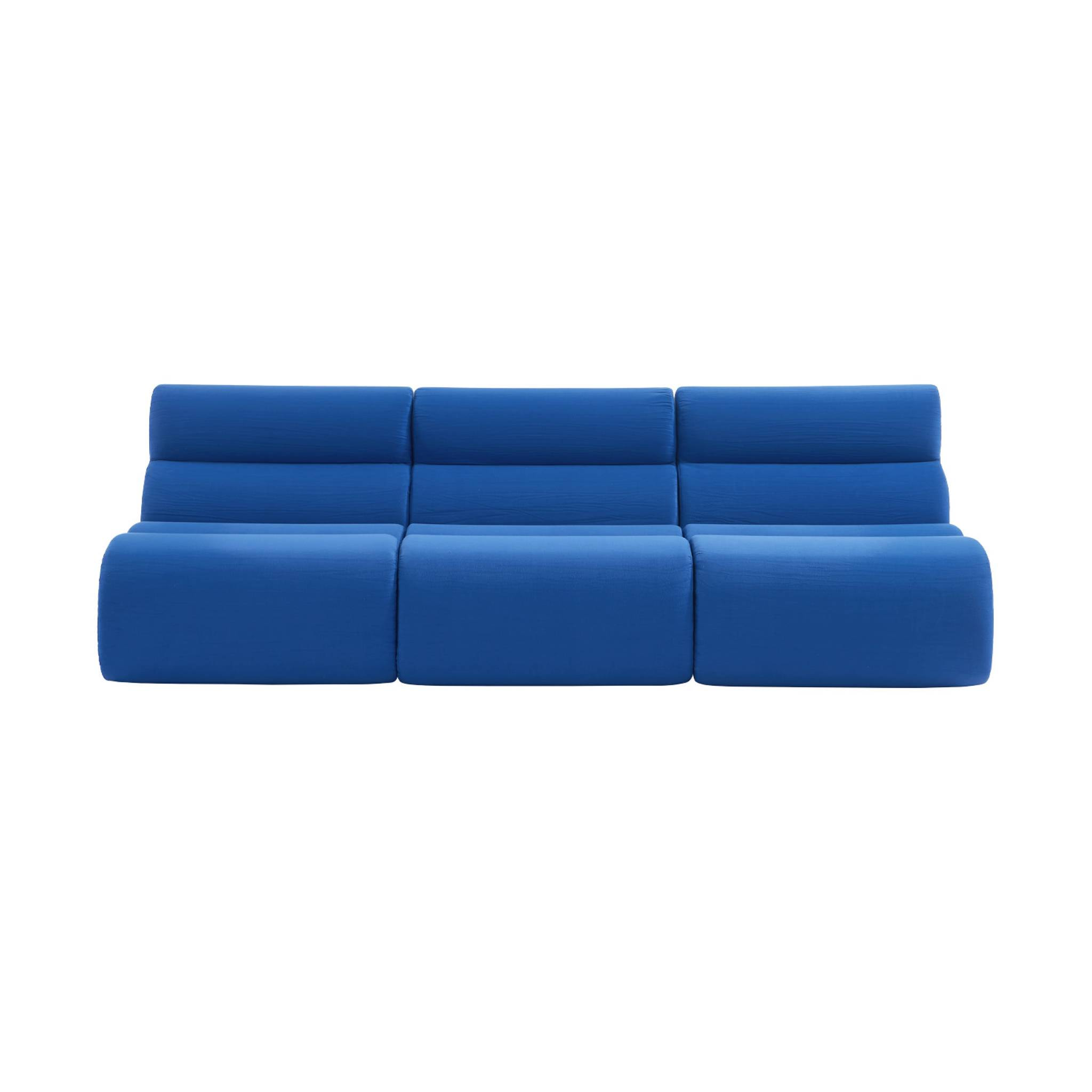 Lot de 3 chauffeuses tissu 1 place bleu électrique - L 81 x P 99 x H 75cm - Nova