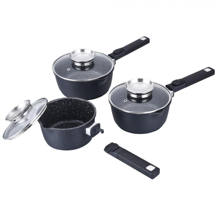 Set De 3 Casseroles Noir Amovible     - "maestro"