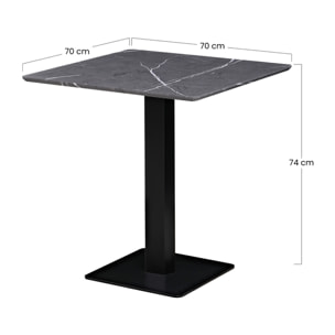 Tavolo quadrato con top marmo grigio scuro70x70x74 cm - Jago