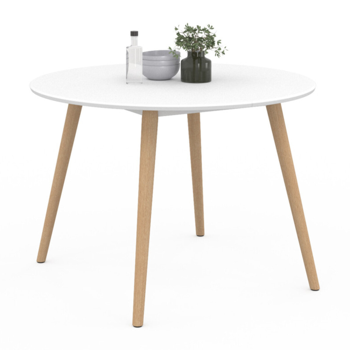Table à manger ronde Stacy bois et blanc Ø110cm