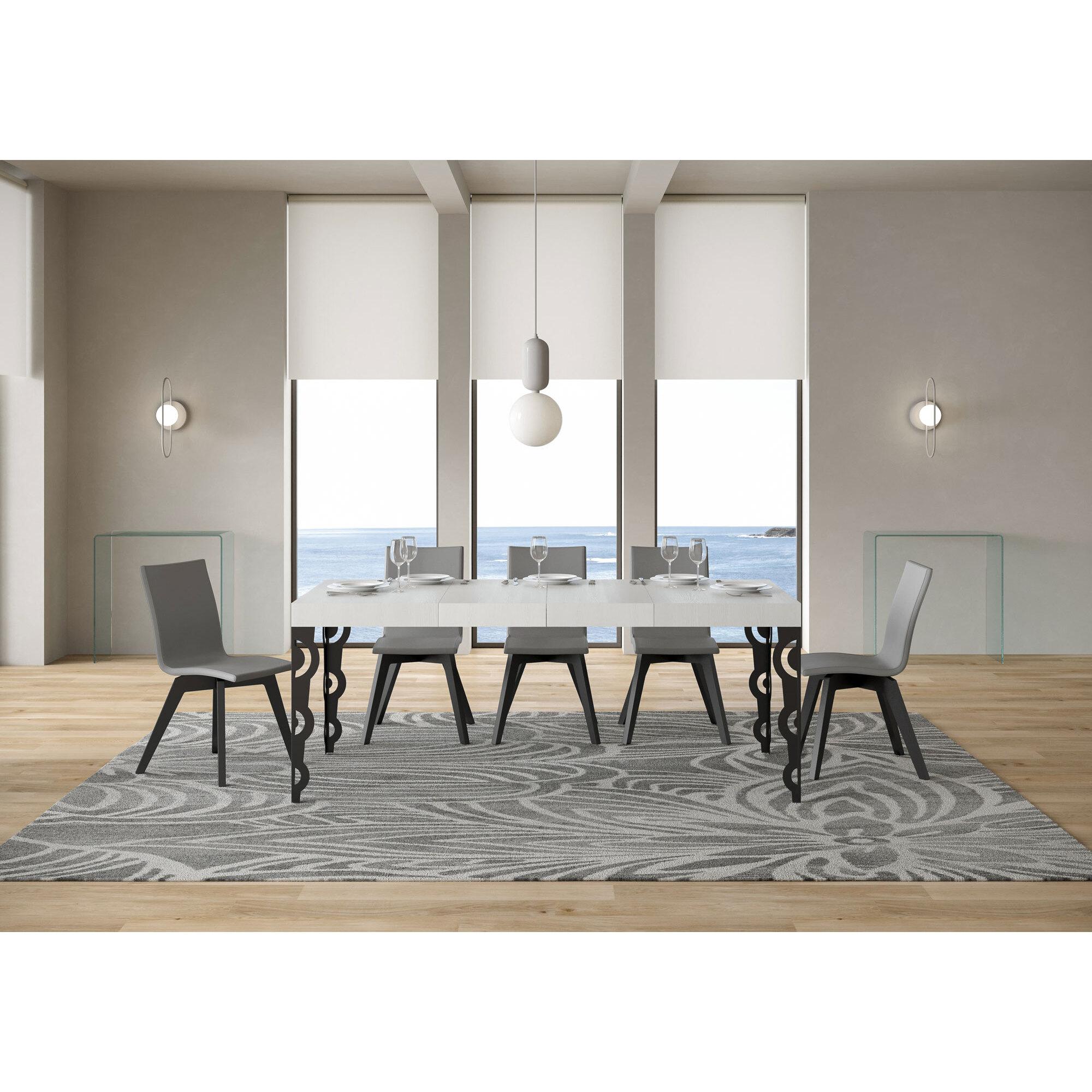 Mesa extensible 90x130/234 cm Karamay Premium Fresno Blanco estructura Antracita