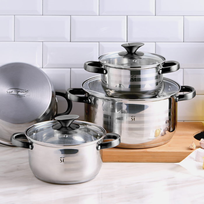 Set batería 8 piezas + set 3 sartenes San Ignacio