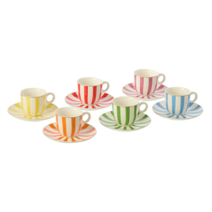 J-Line Tasse + Sous-tasse - porcelaine - multicolore - small - set de 6