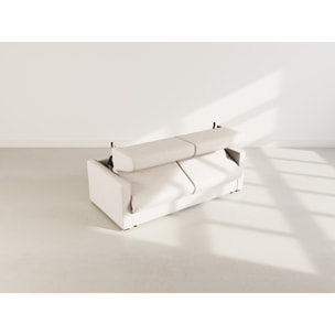 Julia - canapé lit 3 places convertible express couchage quotidien 140 cm matelas 14 cm en tissu - Beige