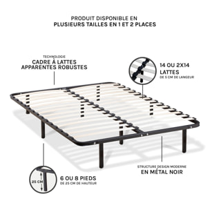 Sommier Cadre a Lattes en Kit | Structure Metallique Noire