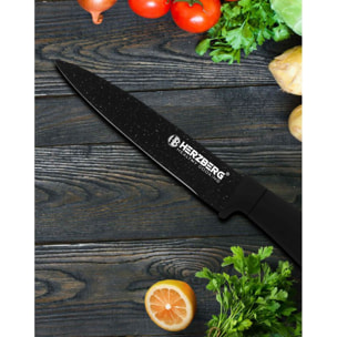 Set de couteaux avec support 8 pièces Marbre Noir Herzberg HGMSN8BLM