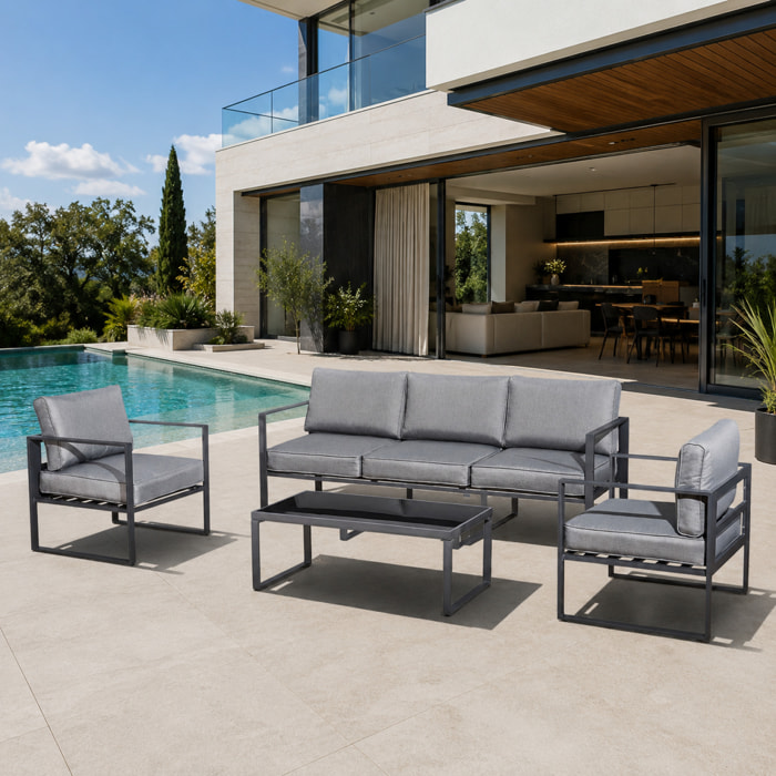 Salon de jardin en aluminium Gris KATI