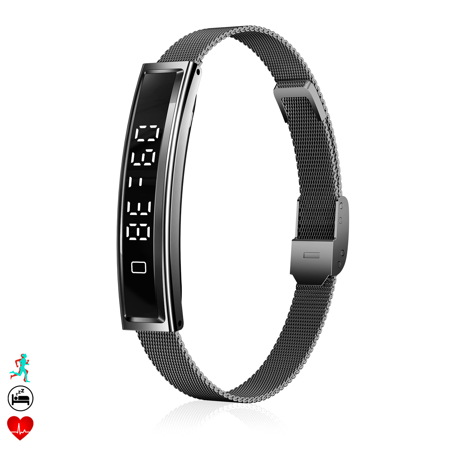 Smartband B3 con monitor intelligente della frequenza cardiaca, sonno e modalità sportive. 1 Cinturino in metallo e 1 in silicone.