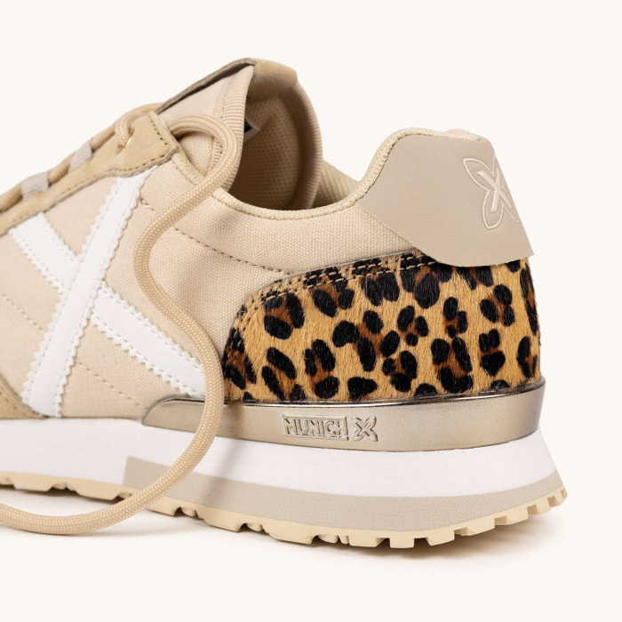 Zapatilla Sport Chic en Beige con Detalle Leopardo MUNICH SUNSET 65