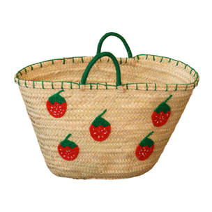 Panier Fraises brodées - Rouge