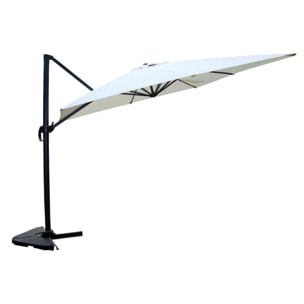 Ensemble parasol écru 3x3m et 4 dalles à lester RAFAELA