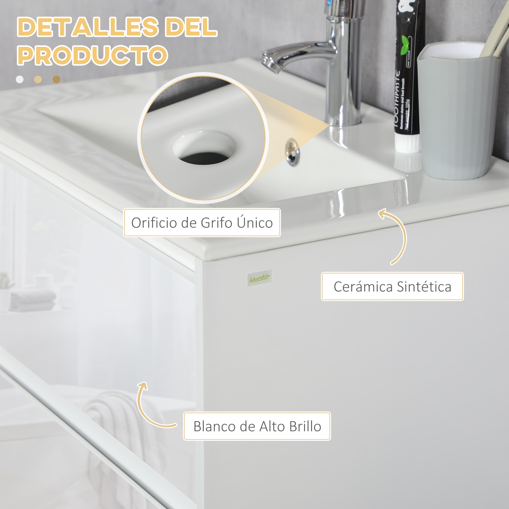 Mueble de Baño con Lavabo Armario de Baño Bajo Lavabo de Baño de Cerámica Sintética con 2 Cajones 61x37x88 cm Blanco Brillante