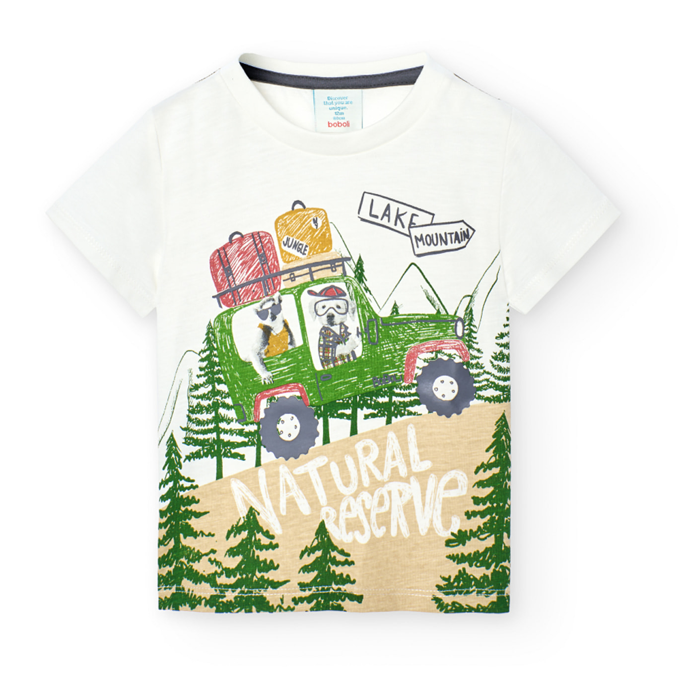 Camiseta niño estampada, mangas cortas, blanco, 328081