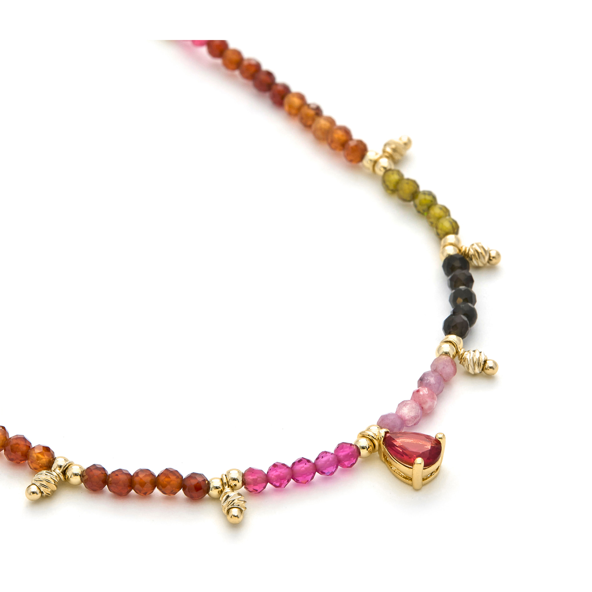 Collar de Turmalina Multicolor acabado en oro amarillo de 18k