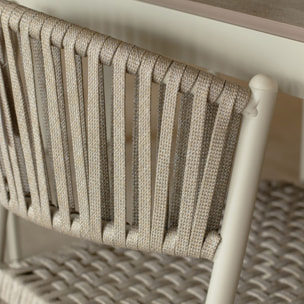 Ensemble table et 8 chaises en aluminium et corde tressée taupe FIGARI