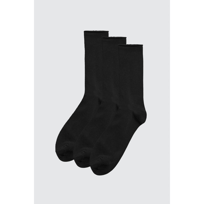 Confezione da 3 calzini alti in bambù senza risvolto in colori neutri