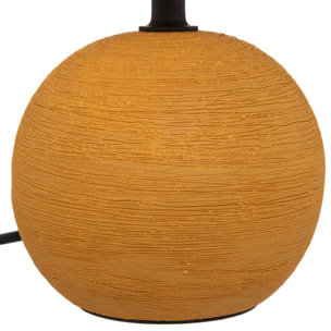 Lampe céramique "Timéo" jaune moutarde strié H25cm