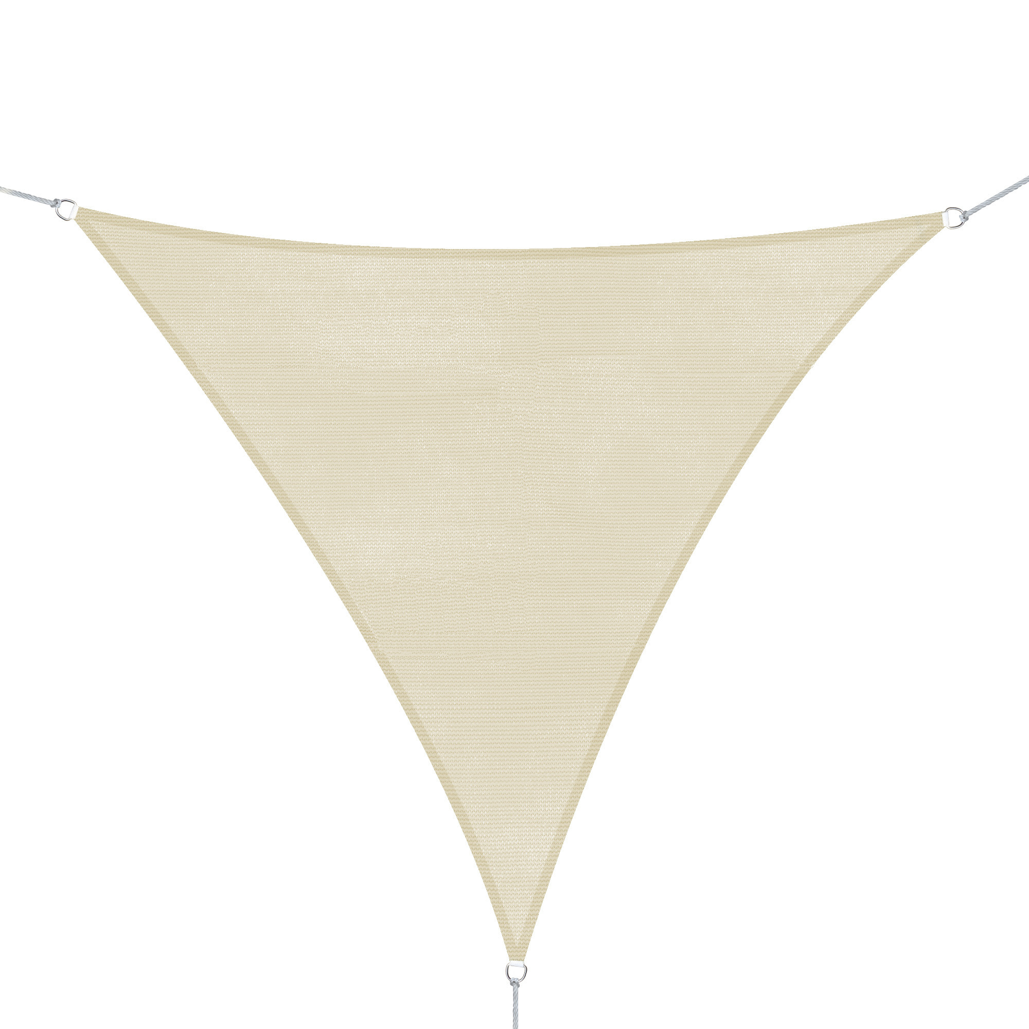 Voile d'ombrage triangulaire grande taille 3 x 3 x 3 m polyéthylène haute densité résistant aux UV coloris crème