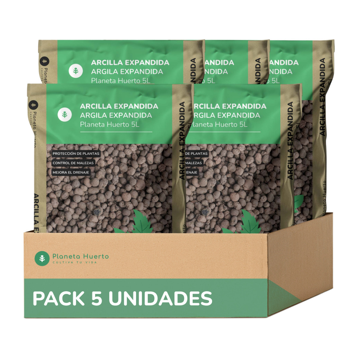 PLANETA HUERTO | Arcilla Expandida 25 L – Bolas de Arcilla para Drenaje, Hidroponía y Sustrato de Plantas