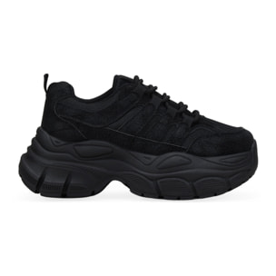Zapatillas de plataforma negras con rejilla y cordones