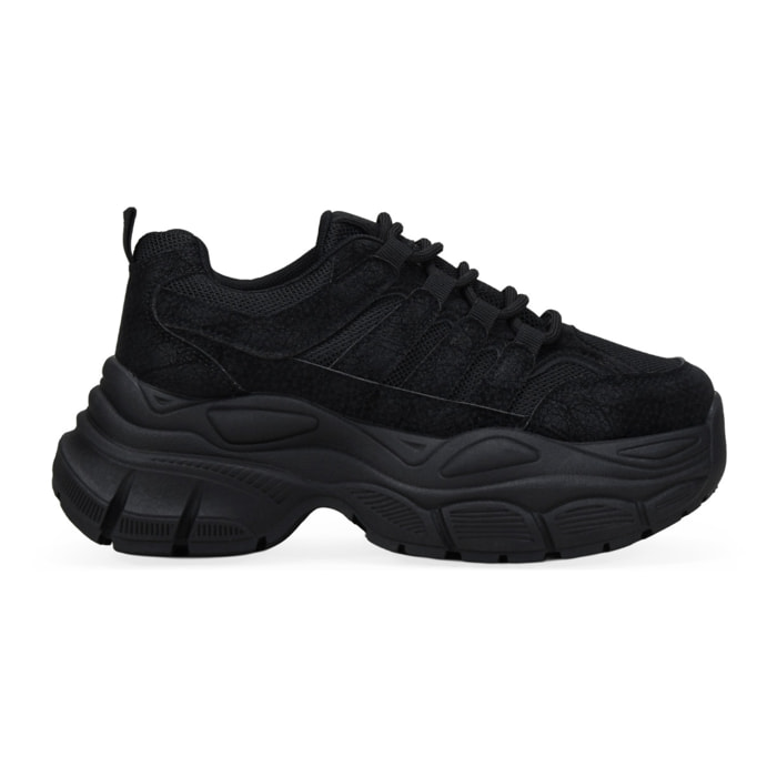 Zapatillas de plataforma negras con rejilla y cordones