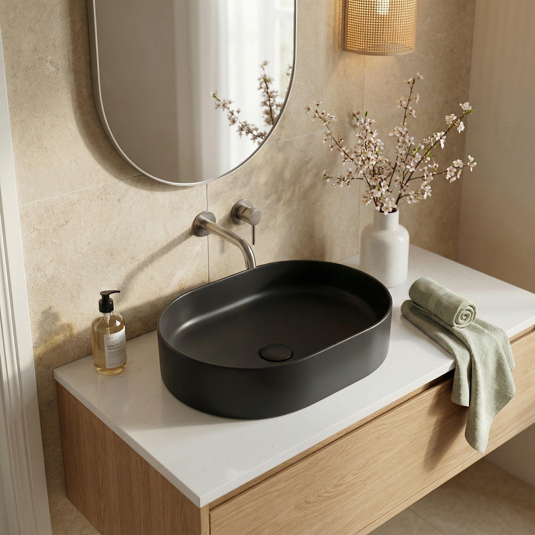 Vasque à poser ovale 50 x 36,5 x 12 cm sans trop-plein noir mat PixL (CEPX5037BKM)