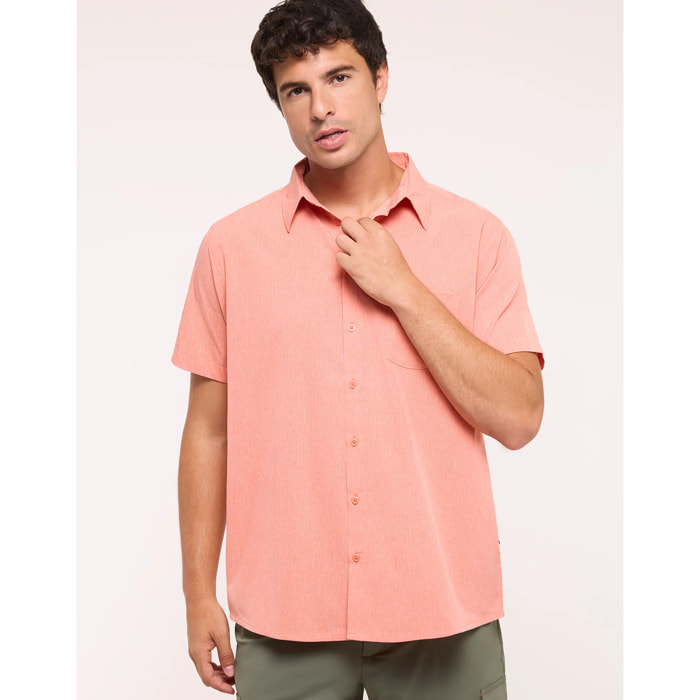 Camisa Manga Corta Naranja Jaspeado - Camilando
