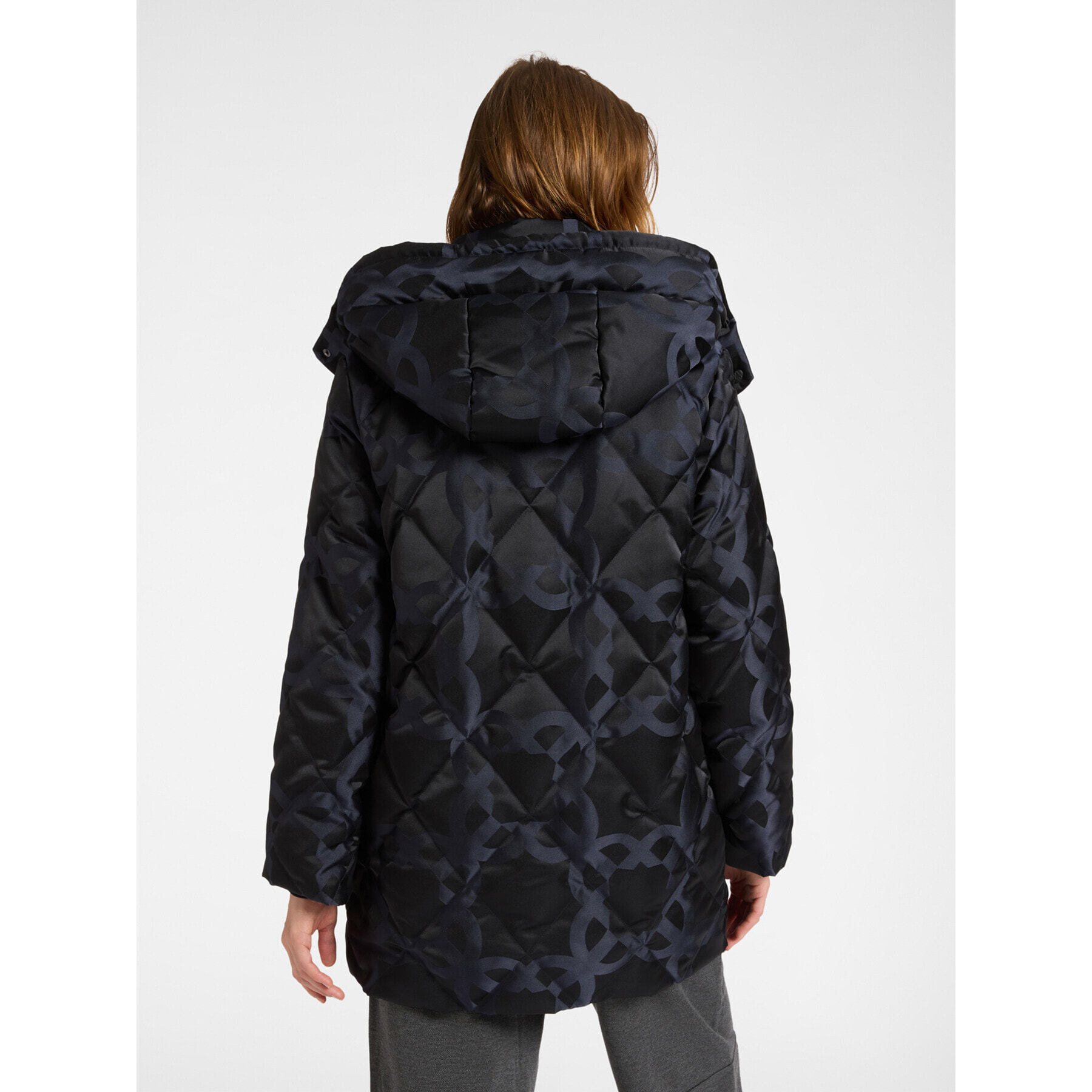 Elena Mirò - Chaqueta de plumas con monograma y capucha - Negro