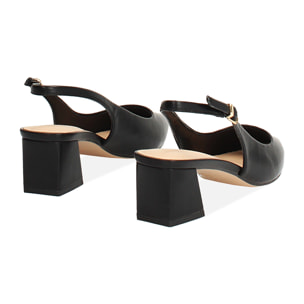 Décolleté slingback nere tacco 4,9 cm