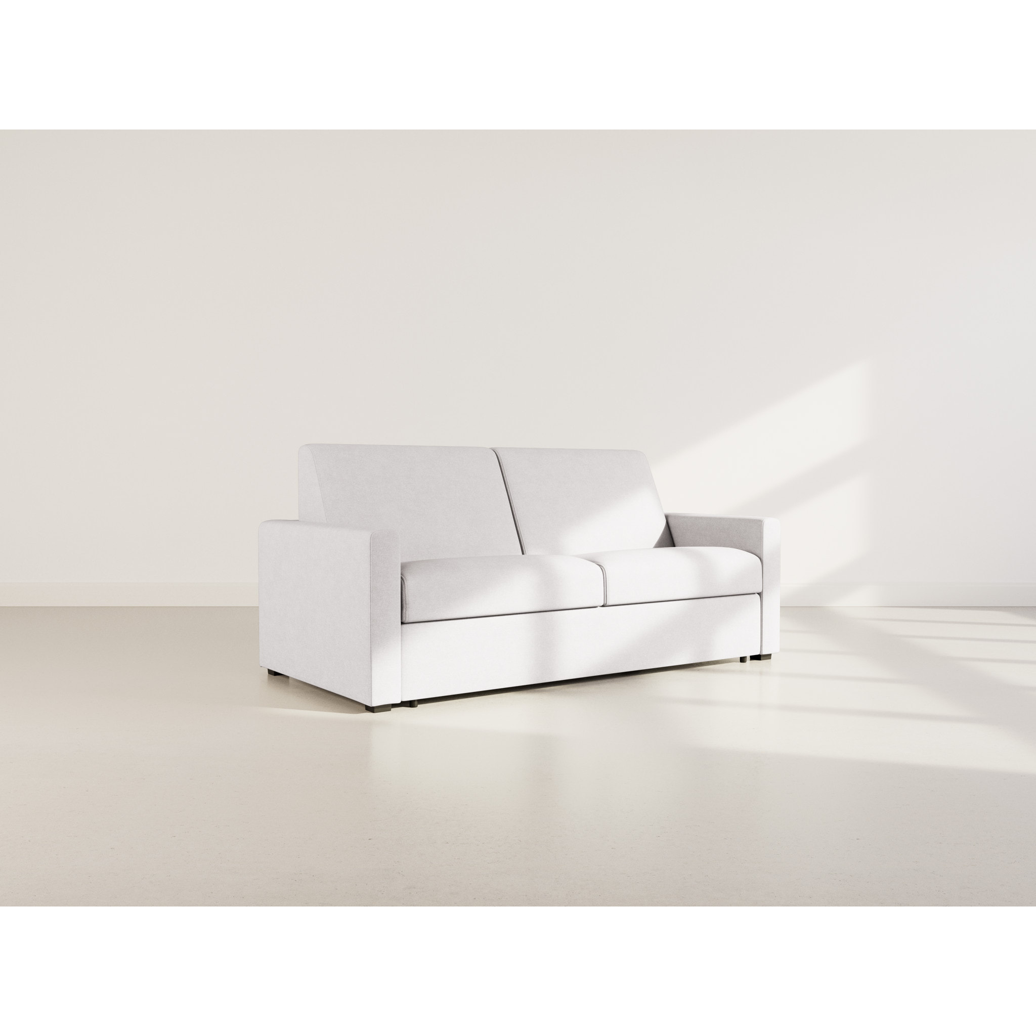 Julia - canapé lit 3 places convertible express couchage quotidien 140 cm matelas 14 cm en tissu - Gris clair