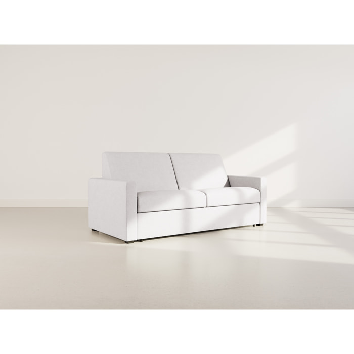 Julia - canapé lit 3 places convertible express couchage quotidien 140 cm matelas 14 cm en tissu - Gris clair