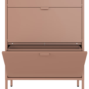 Meuble à chaussures 3 portes en métal vieux rose MARION