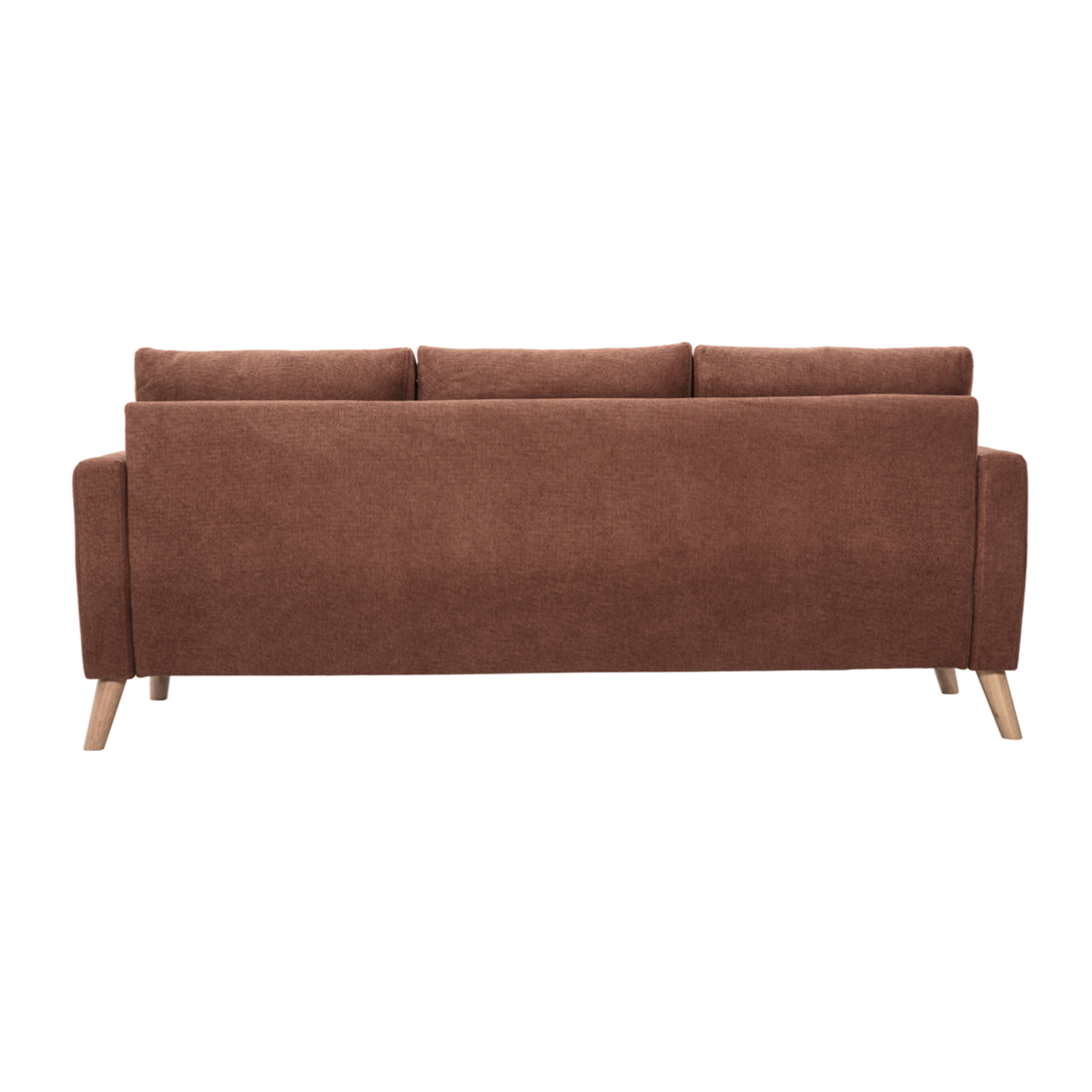 Canapé 3 places en tissu chenille terre brûlée et bois clair MUNIK