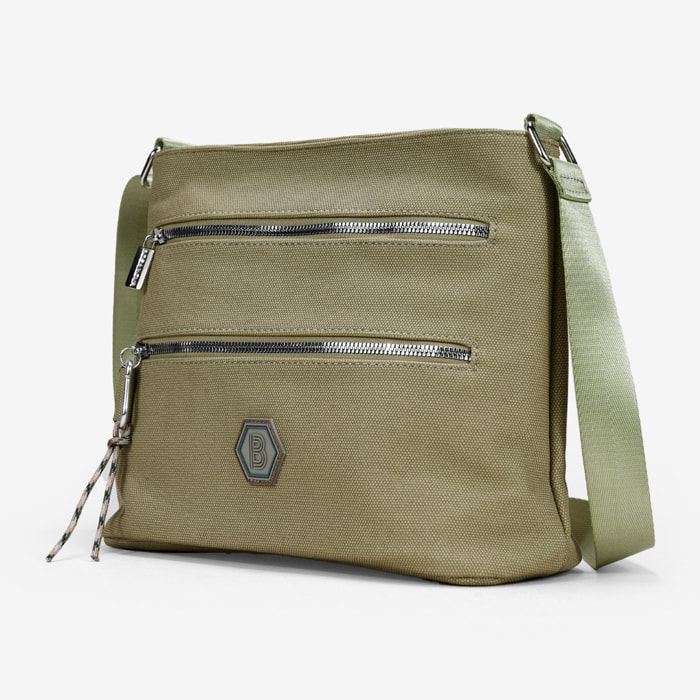 Bolso bandolera verde con cremalleras