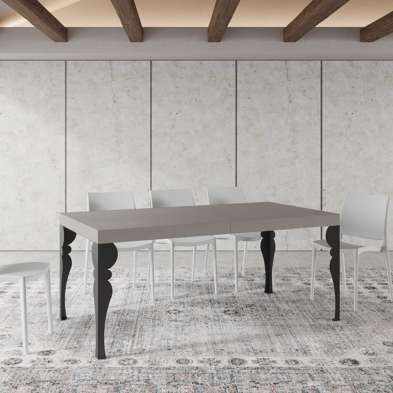 Tavolo allungabile 90x200/304cm Paxon cashmere gambe antracite