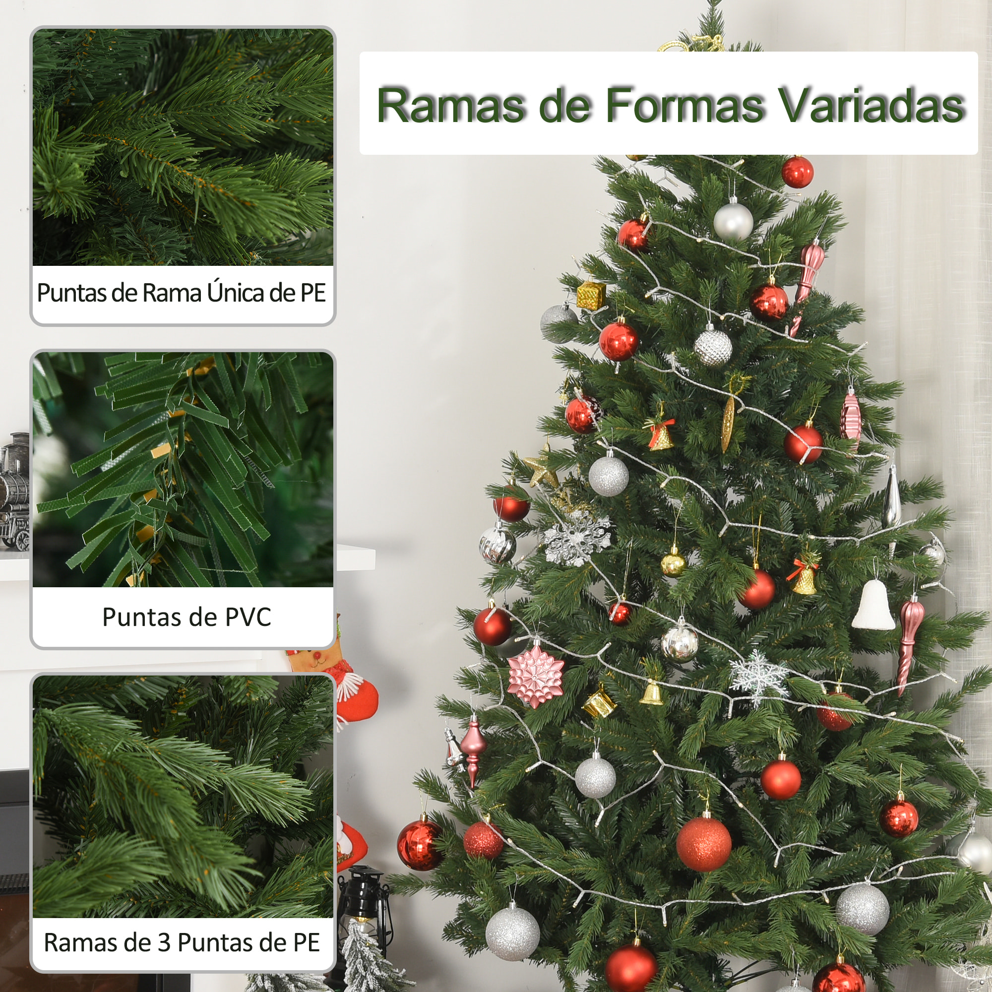 Árbol Artificial de Navidad con Base Plegable Î¦75x150 cm Verde