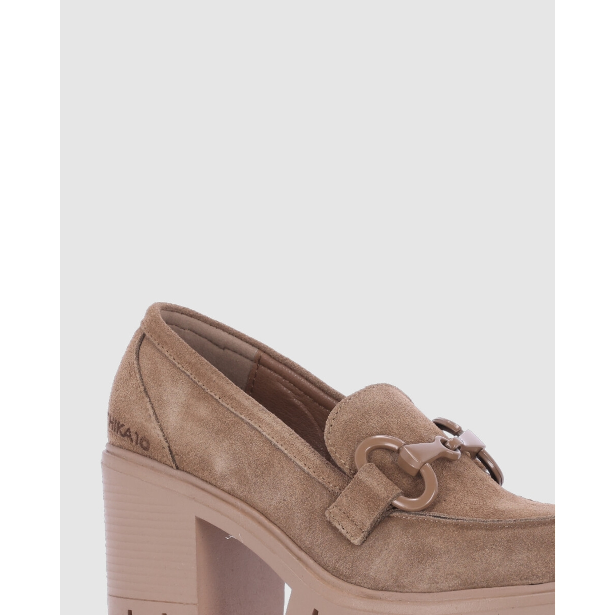 Zapatos de Serraje - Taupe - Tacón: 7 cm