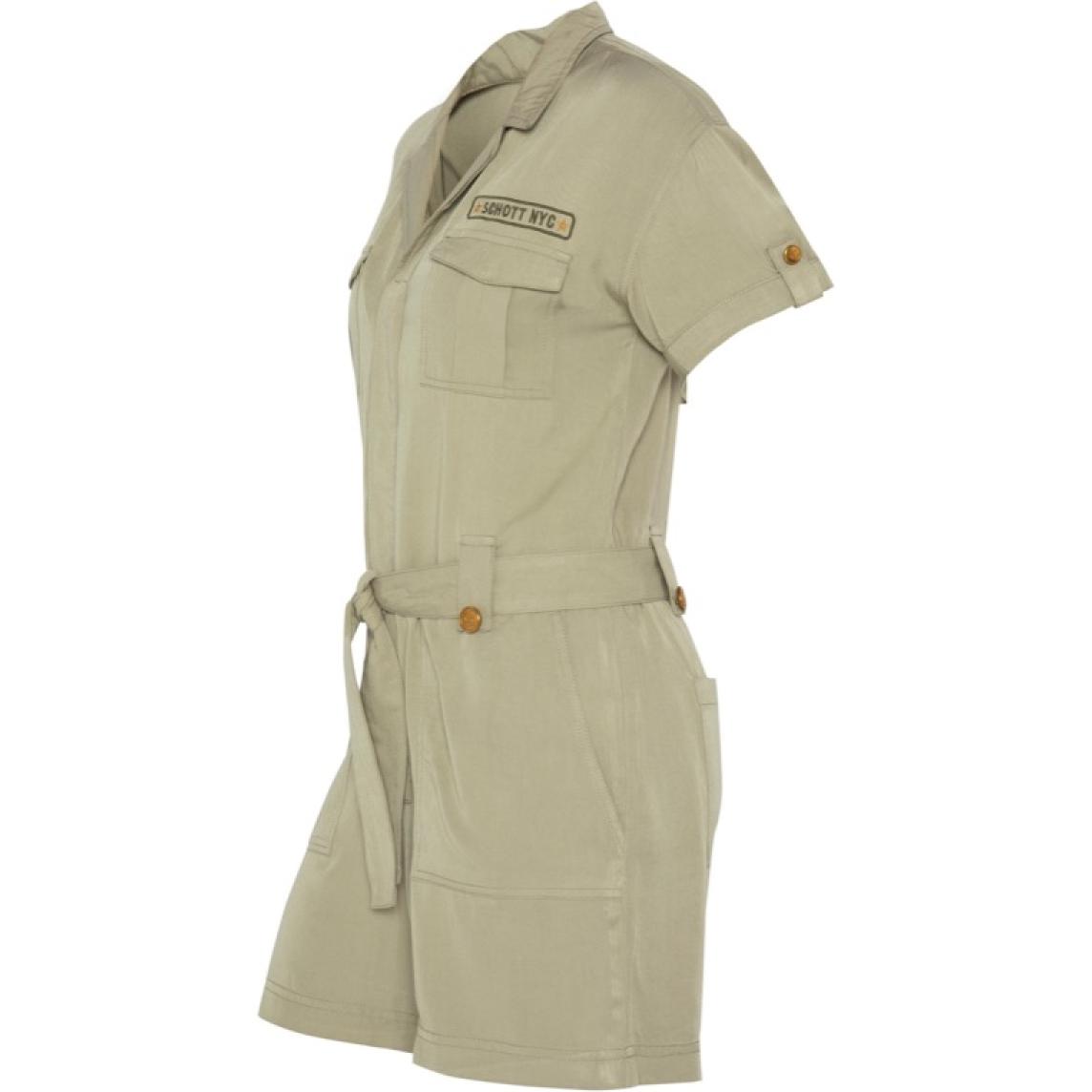 TRJAMELIA30W LIGHT ARMY SHORT JUMPSUIT WITH EMBROIDERIES 100% VISCOSE Cachi