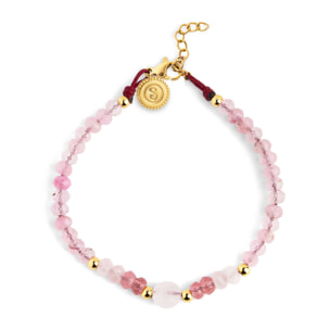 Pulsera Amulet Rose Quartz Acero Baño Oro