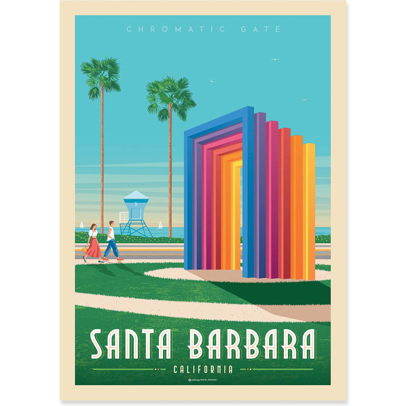 Affiche - Santa Barbara - Olahoop Travel Posters