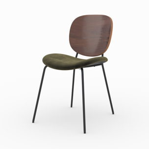 Lot de 2 chaises en velours vert kaki - Simone