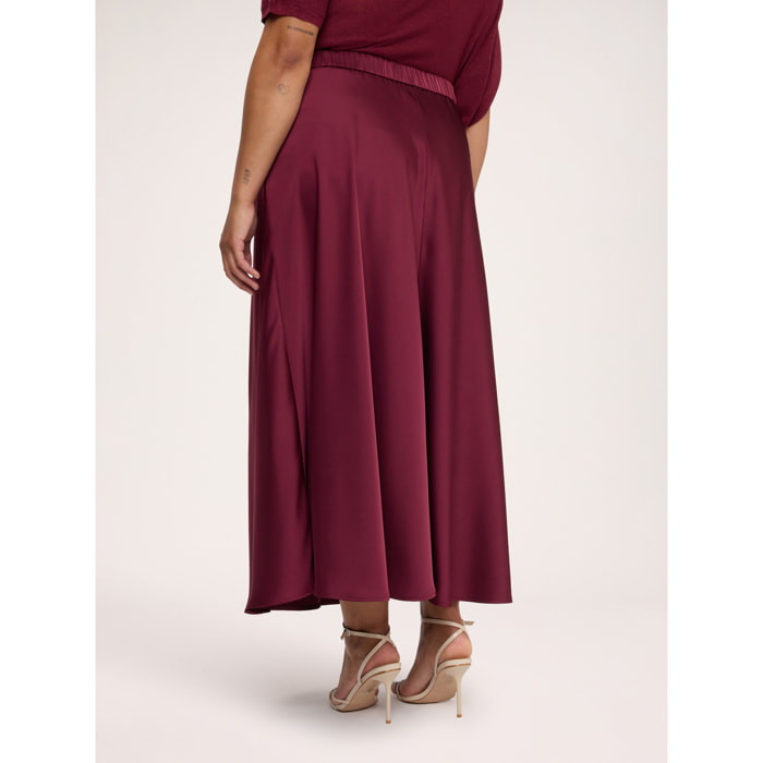 Fiorella Rubino - Gonna in raso stretch a linea ad A - Bordeaux