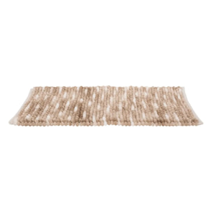 Tapis de bain boule en coton beige 75x50cm
