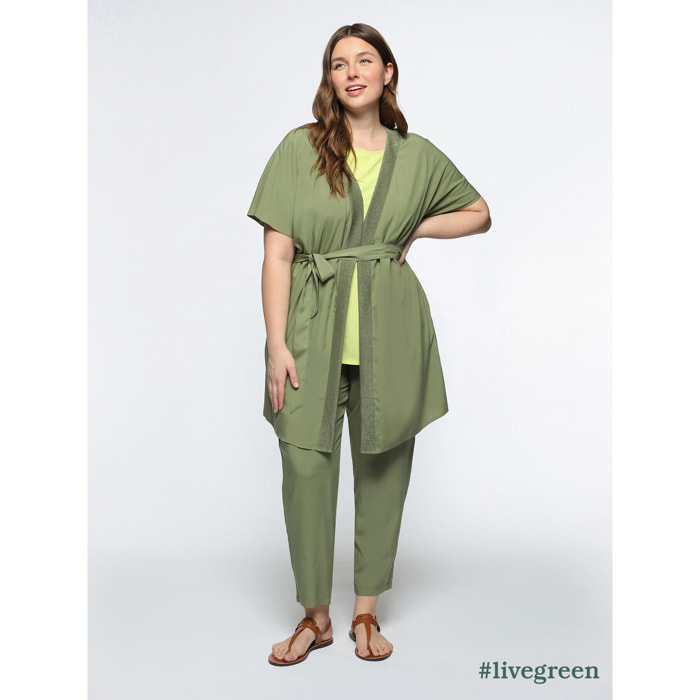 Fiorella Rubino - Blusa larga con cinturón en viscosa ECOVERO™ - Verde