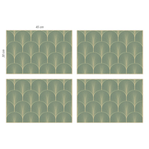 Set de 4 individuales de vinilo CERAMIKO, Greta verde 4u-30x45 cm