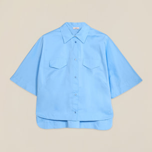 Oltre - Camicia boxy con taschini - Azzurro